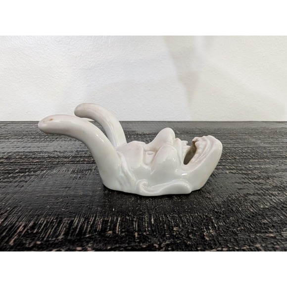 Vintage Small White Porcelain Oni Devil Noh Hanging Mask Japan - Picture 4 of 6